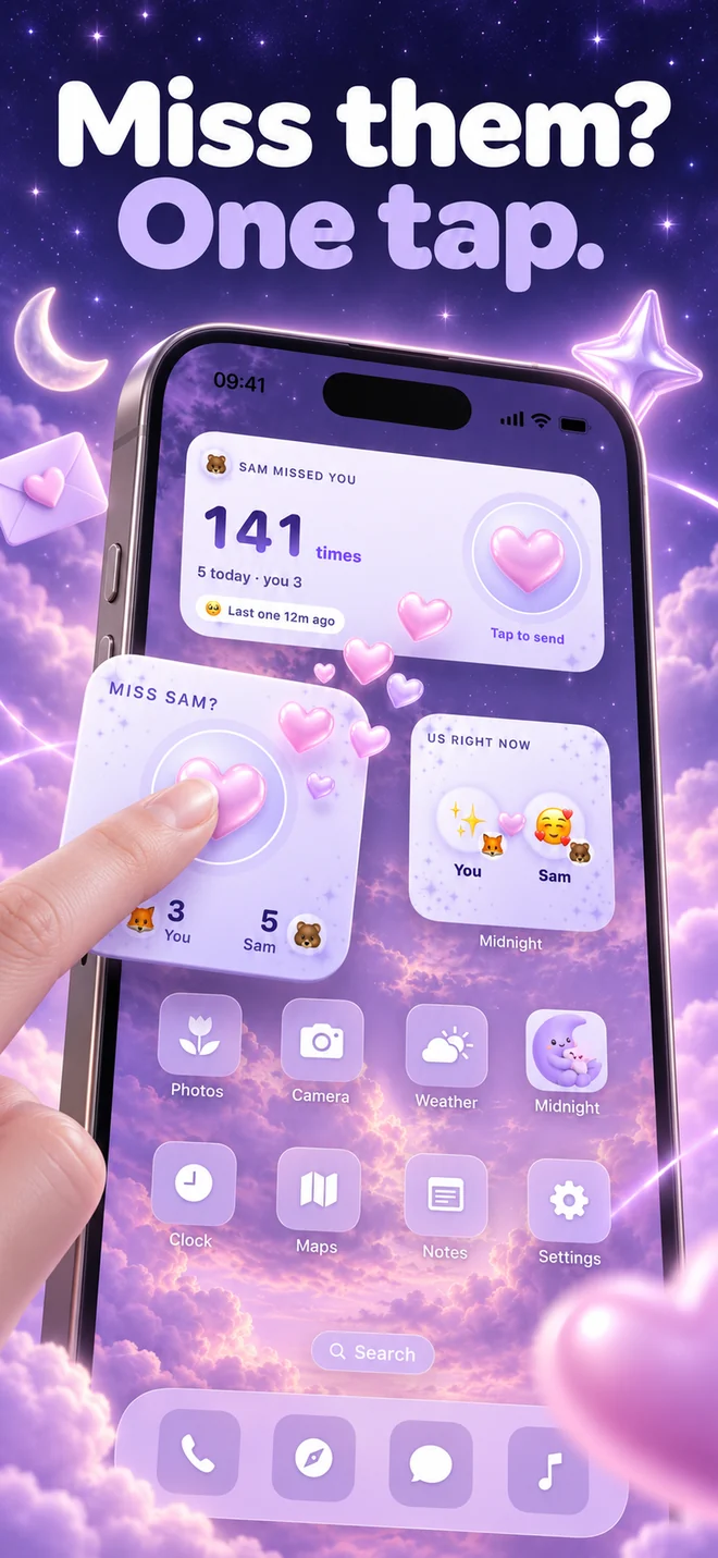 Miss You love tap widget: Miss them? One tap.
