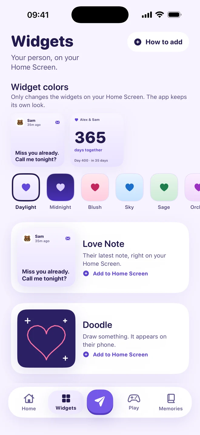 Midnight 6 the widgets screen.