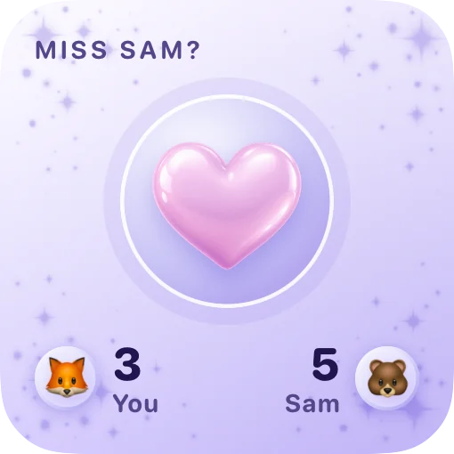 Midnight miss you widget in the Lilac theme.